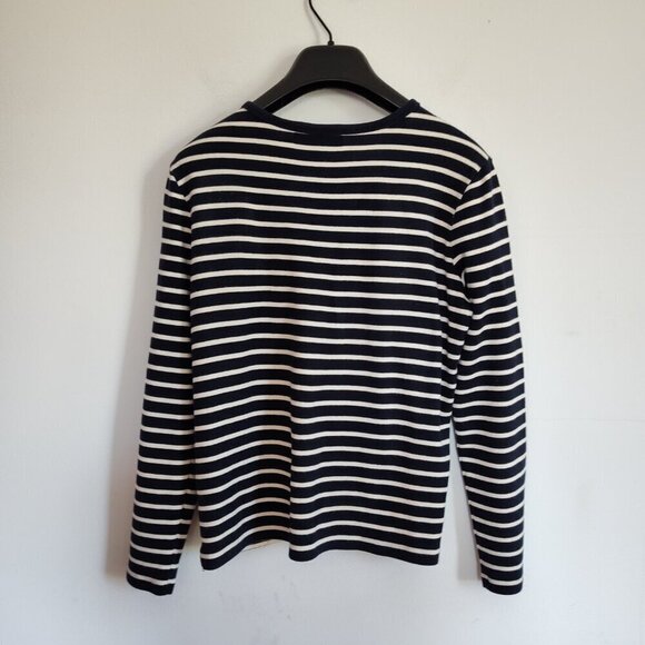 Ladies SZ M Lauren Ralph Lauren Navy-Stripe Long-Sleeve T-Shirt - Picture 3 of 4